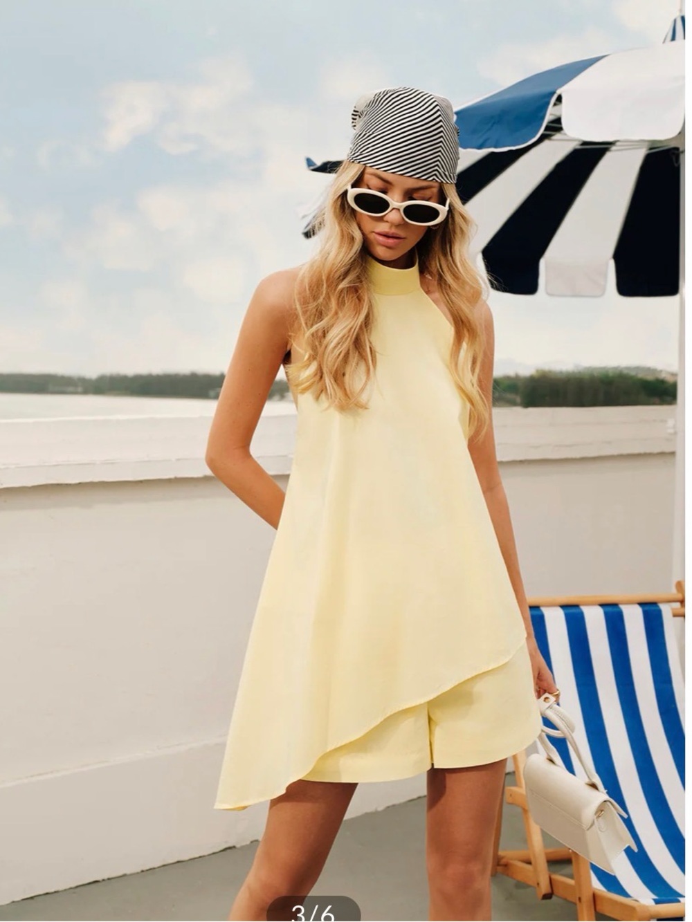 Commense Pale Yellow Asymmetrical Sleeveless 2 piece set - Picture 3 of 5